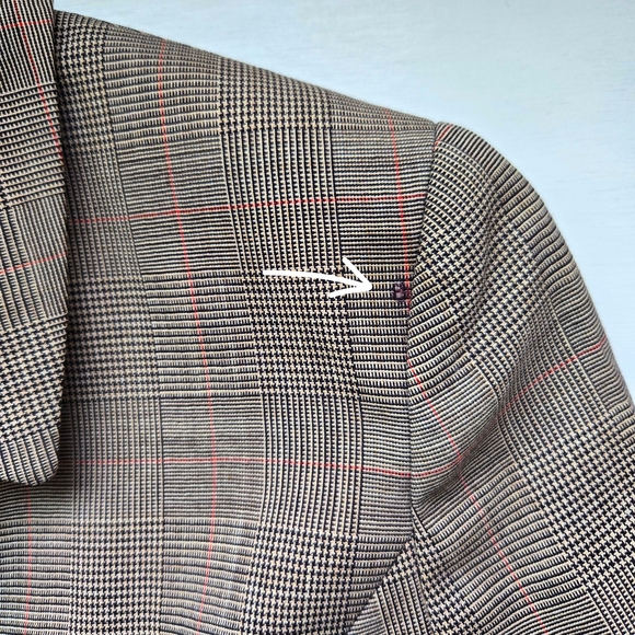 FLAWED* VTG 100% Wool WOOLMARK Glen Plaid Pantsuit, Zipper Blazer, Fully Lined - Picture 11 of 13